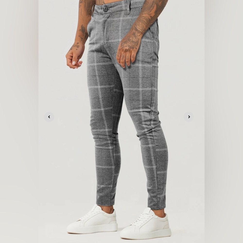 NWT Gingtto Men’s Plaid Pant Grey 32W